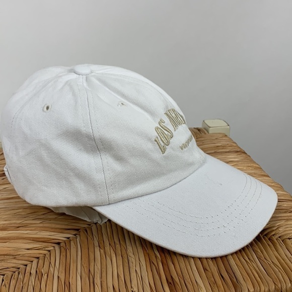 Los Angeles Embroidered Vintage Made White on White Adjustable Hat Cap
